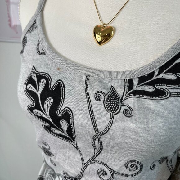 2000s Y2k The Limited Paisley Floral Gray Black Razorback Tank Cami Womens M - Picture 3 of 5